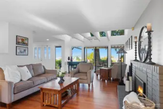 Main level family room with new gas fireplace