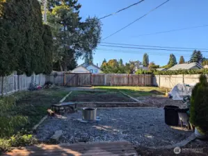 Flat backyard, perfect space to create.