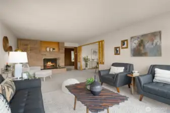 Looking the other way in the living room with the sliding doors behind you.