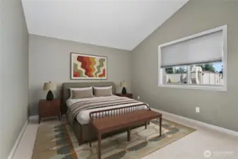 2nd bedroom on upper floor is virtually staged