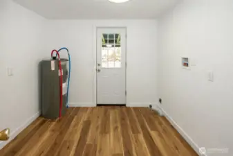 Utility room with brand new electric water heater