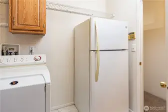 Laundry room. this extra fridge will convey