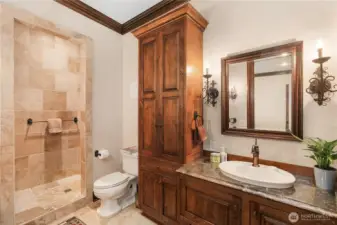 3/4 bathroom attached to second bedroom