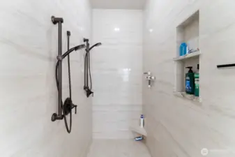 Large Double headed  walk in tiled shower