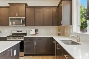 Like-new appliances, counter tops and cabinets with modern touches.