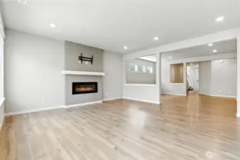 Clean lines, gas fireplace, recessed lighting and almost brand new construction--this home is ready to move in today.