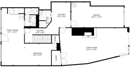 Lower floor - dimensions are approximate