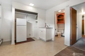 Kitchenette and bathroom