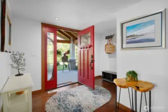 Bright entry way with closet.
