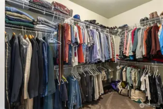 Spacious walk-in closet in the primary suite.