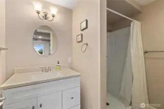 3/4 bathroom in lower level.
