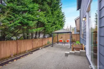 Easy to maintain backyard with gazebo that is fully fenced