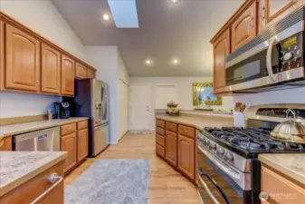 Kitchen with stainless steel appliances