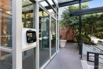 The ButterflyMX system is a cloud-based entry management interface tha enables residents to control front doors access directly from their smartphones, eliminating the need for traditional keys.