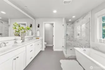 5 piece, spa like bathroom