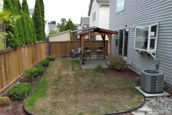Nice level yard with perennial plantigs to enjoy all year long.