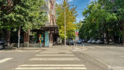 Enjoy a vibrant neighborhood with restaurants, cafes, and local shops along the streets.