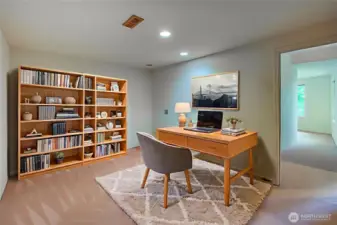 A bonus room on the lower floor could be a den, office or bunkroom when more sleeping space is needed