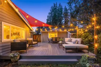 Composite deck for enjoying the beautiful and private backyard.