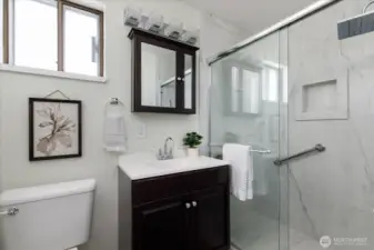 Remodeled primary bathroom.