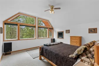 Upper Level Primary Bedroom, Large Picture Windows