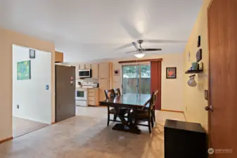 Dining room and door out to the garage