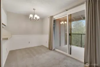The dining room easily transition out to the deck.