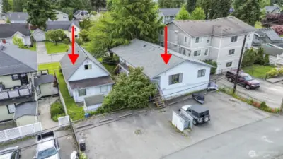 9500 square foot lot with a single family home and four-plex. Alley access with 8 parking spaces