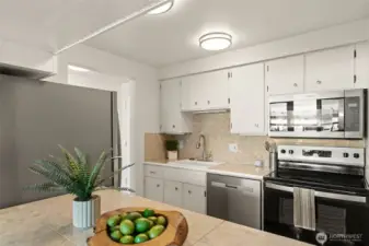 Kitchen with updated appliances.