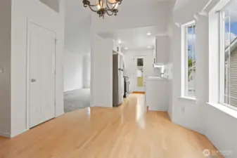 From the dining room looking toward the kitchen and living room.