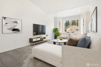 Large living room with a gas fireplace.
