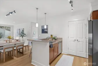 Double door pantry adds extra storage.