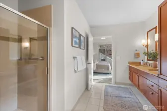 Shower and separate water closet . . .