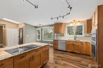 Spacious Kitchen with Island and Dining Area