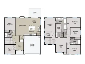 The Gilbert home layout at Gooden Hollow. All photos, renderings, site maps, and floorplans are for visualization purposes only. Plans, colors, building orientation, finishes, home outlook, and other details can and WILL vary.
