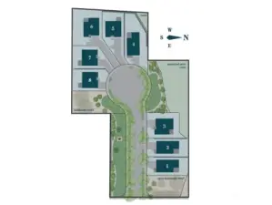 The community layout at Gooden Hollow. All photos, renderings, site maps, and floorplans are for visualization purposes only. Plans, colors, building orientation, finishes, home outlook, and other details can and WILL vary.