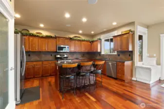 Large, open kitchen with ample room for cooking and hosting.