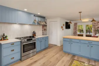 Additional counterspace and storage on either side of the propane range