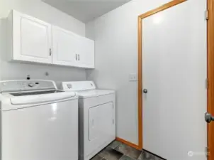 Laundry room with garage entrance.