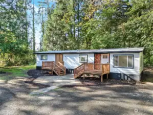 Front view of this modern design manufactured home ready for all your ideas to use