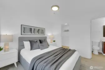 Spacious primary suite with a walk-in closet + continental bath access! Your own private sanctuary.