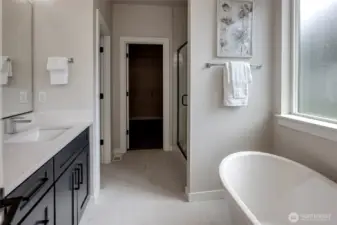 Primary Bathroom with large walk-in closet