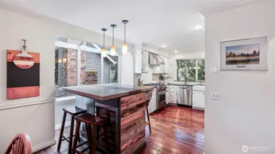 Custom kitchen island with seating and storage