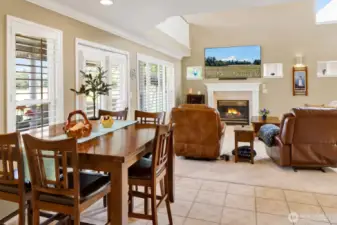 Tile floors are featured in the dining & kitchen.