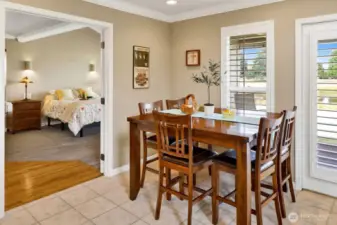 This shot shows the location of the primary suite tucked behind the kitchen/breakfast room.
