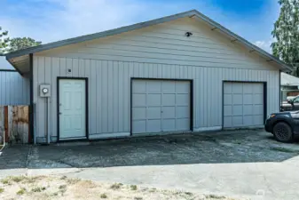 Right side of the garage is tandem length.  Shop on left with half bath.  Check for zoning to make it a DADU.