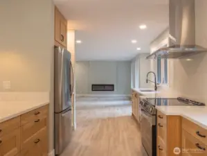 Updated solid wood cabinets with granite countertops.