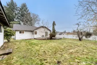 Expansive fenced back yard
