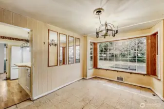 Dining area into kitchen