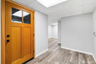 Entrance to basement flex space.